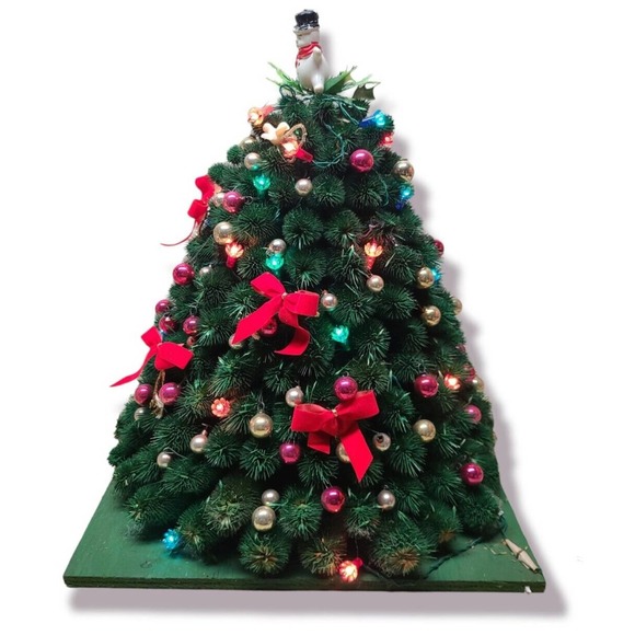 Vintage Thistle Decorated Lit Christmas Tree - 15" Tall - Picture 3 of 3